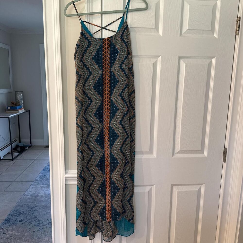 Bisous Bisou blue and orange summer maxi dress 4